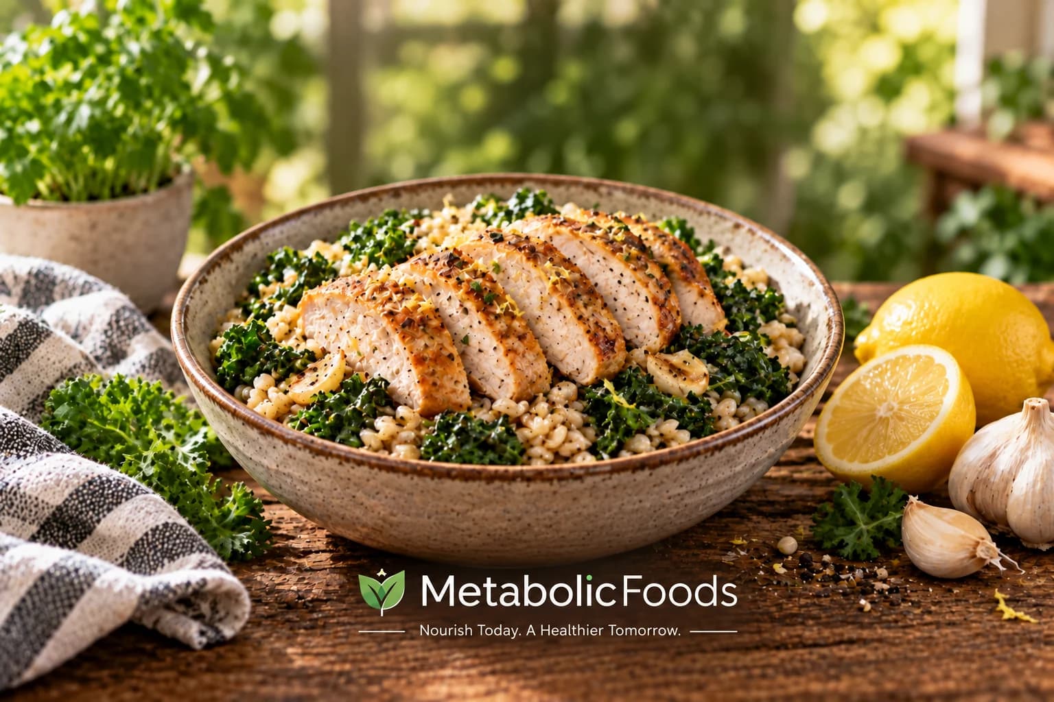 Roasted Chicken, Barley & Greens Bowl